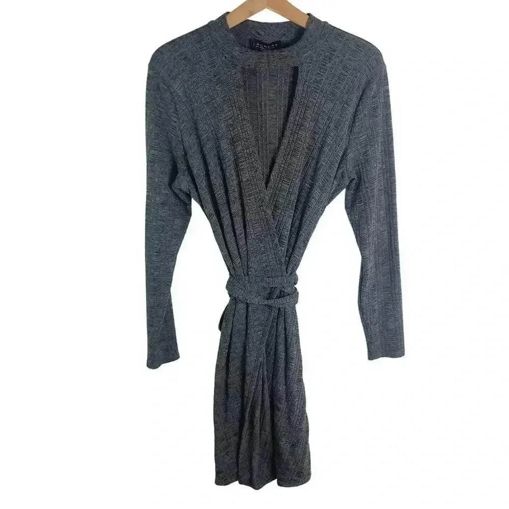 Laundry by Shelli Segal Grey Heathered Ribbed Keyhole Dress Women's Size 14